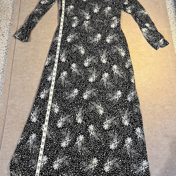 Lush Elegant Black & White Print Dress, M, mid calf length, lace up back - Picture 7 of 9